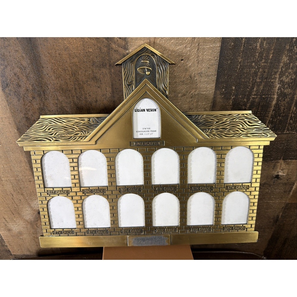 Brass School House Photo Picture Frame Lillian Vernon Vintage New Not Used
